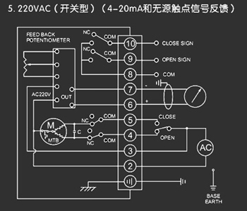 220VAC開關型<a href='http://www.mapboom.cn/Product/diefa/diandongdiefa/' target='_blank'>電動<a href='http://www.mapboom.cn/Product/diefa/' target='_blank'>蝶閥</a></a>接線圖
